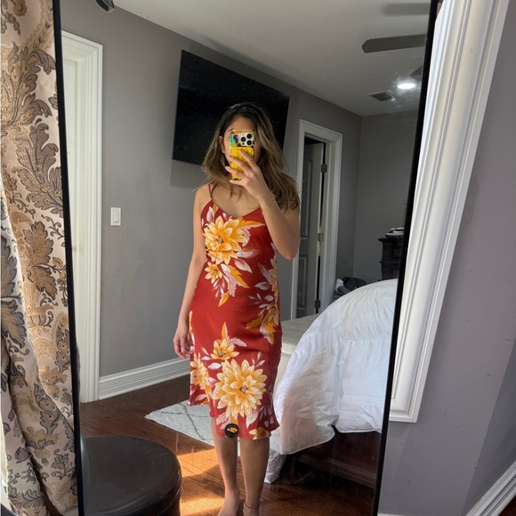 Red and Yellow Sleeveless Spaghetti Strap Maxi Sundress - Picture 3 of 4